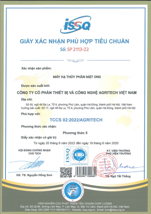 chung nhan agritech may ha thuy phan mat ong