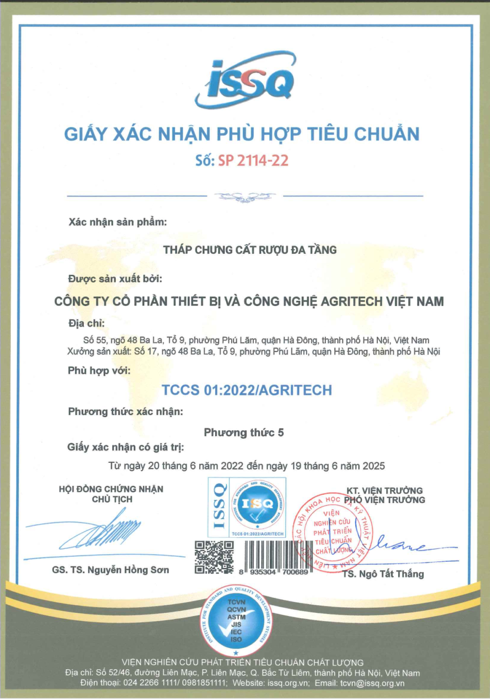 chung nhan agritech thap chung cat ruou