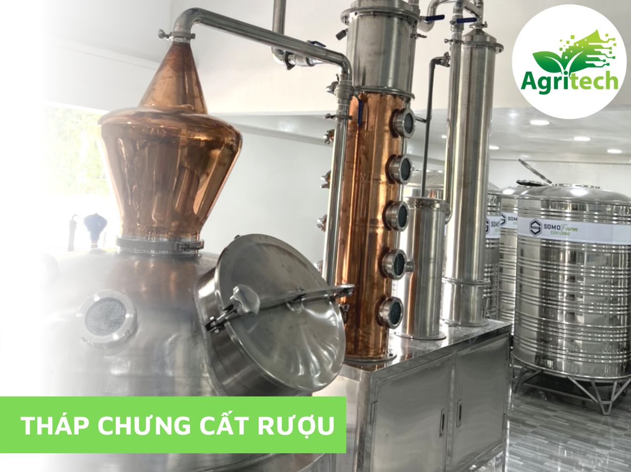 thap chung cat ruou 500 lit agritech
